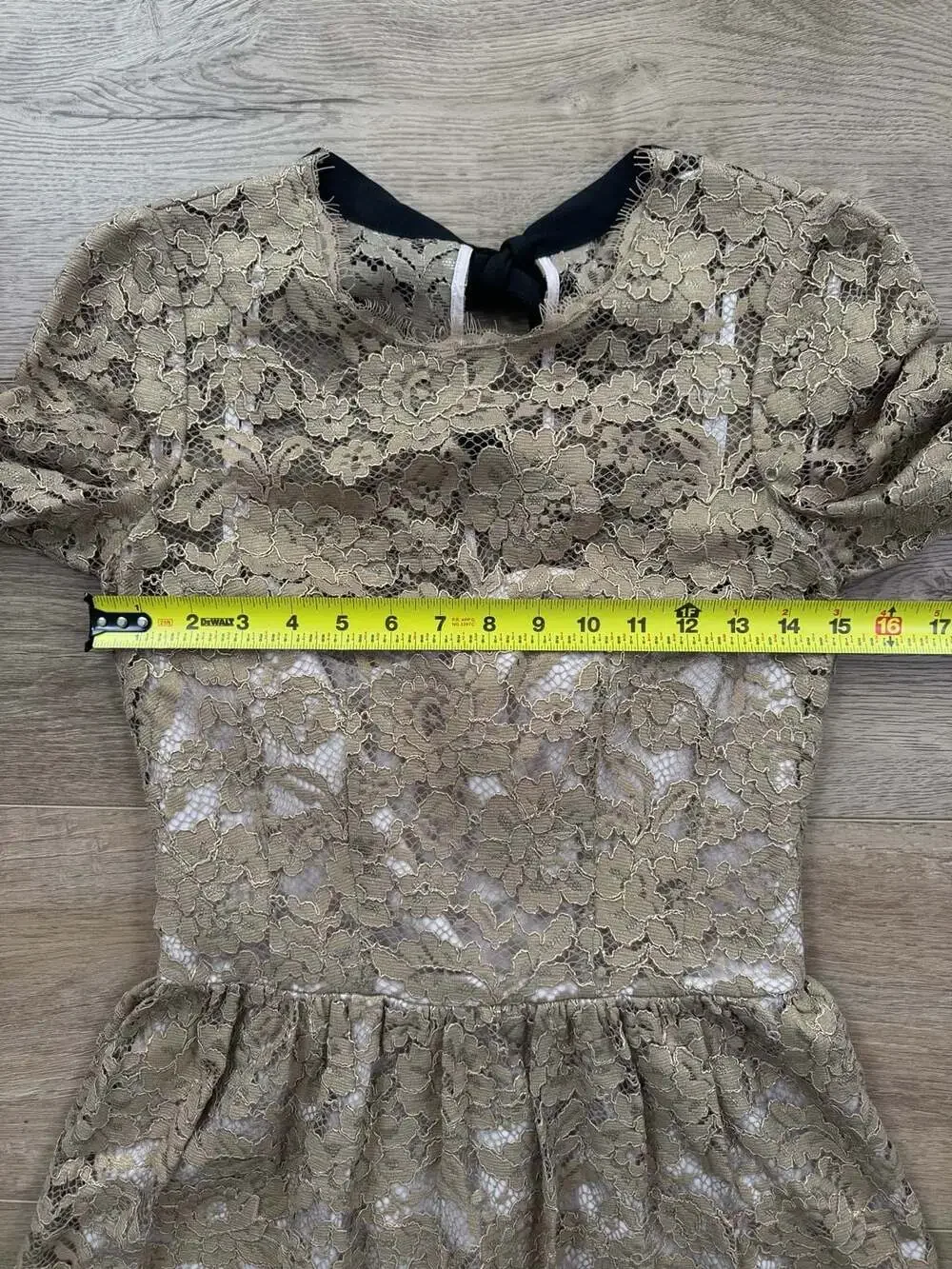 Boden Gold Metallic Lace Long Sleeve Midi Dress with Back Bow - Picture 4 of 16